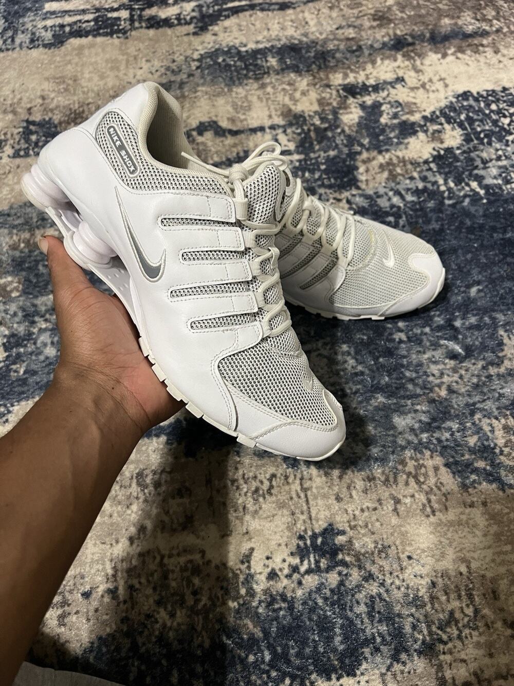 Size 11- Nike Shox NZ Triple White Running Casual Sneakers Shoes Mens